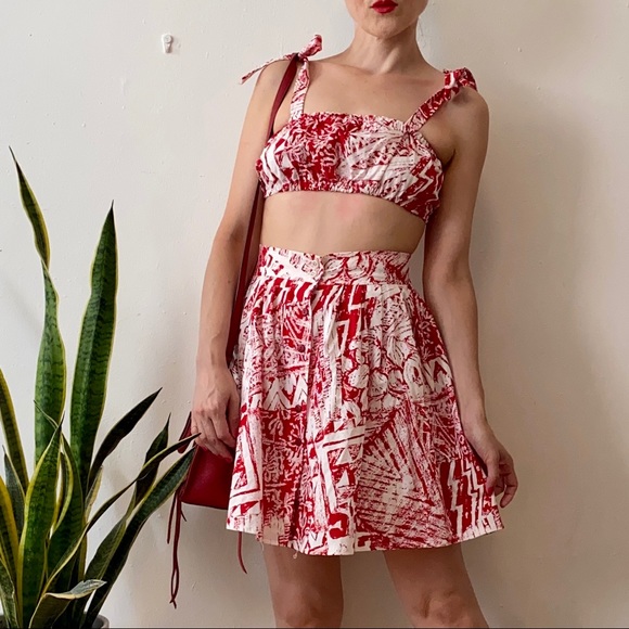 Handmade vintage fabric top & skirt set XS - Picture 3 of 5